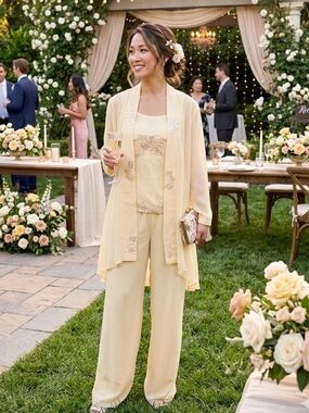 Elegant Wide-Leg Jumpsuit Set with Sheer Duster